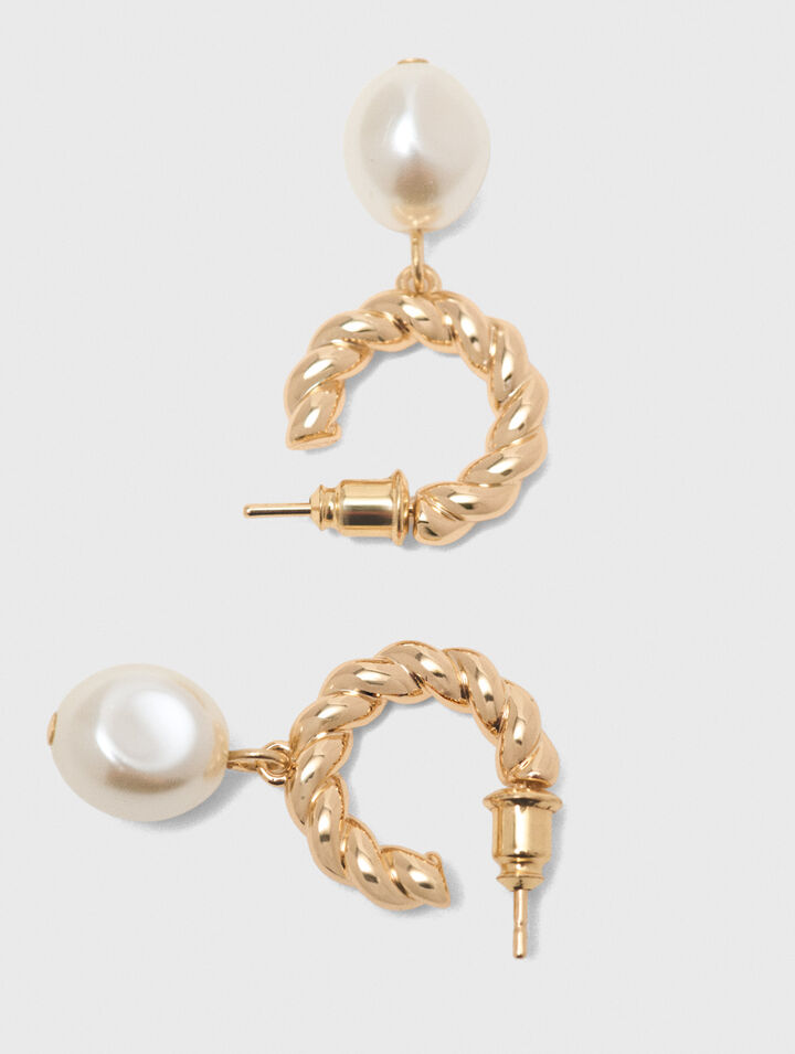 Twisted bead hoop earrings
