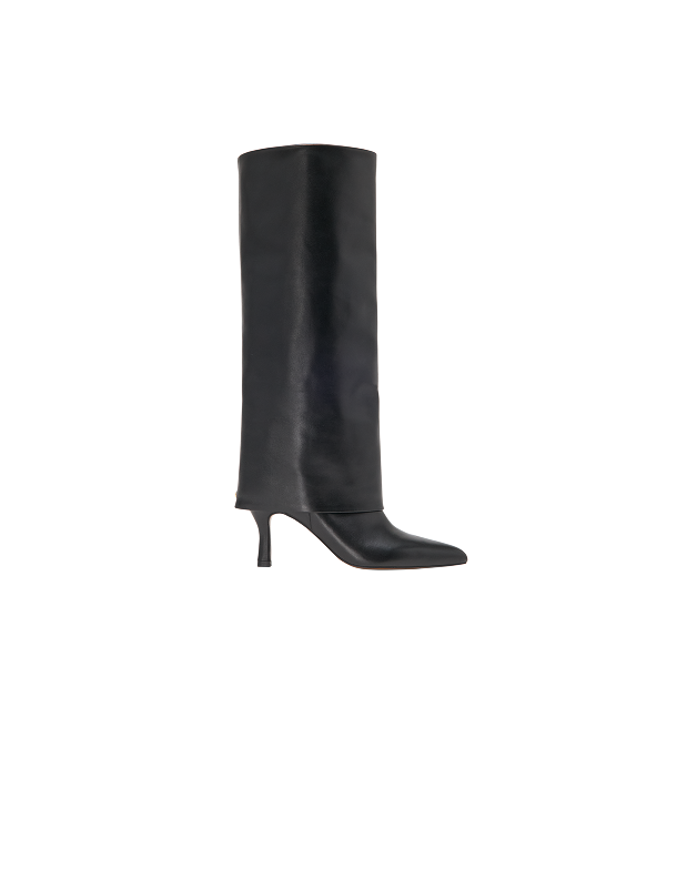 BLeather Heeled Knee-High Boots
