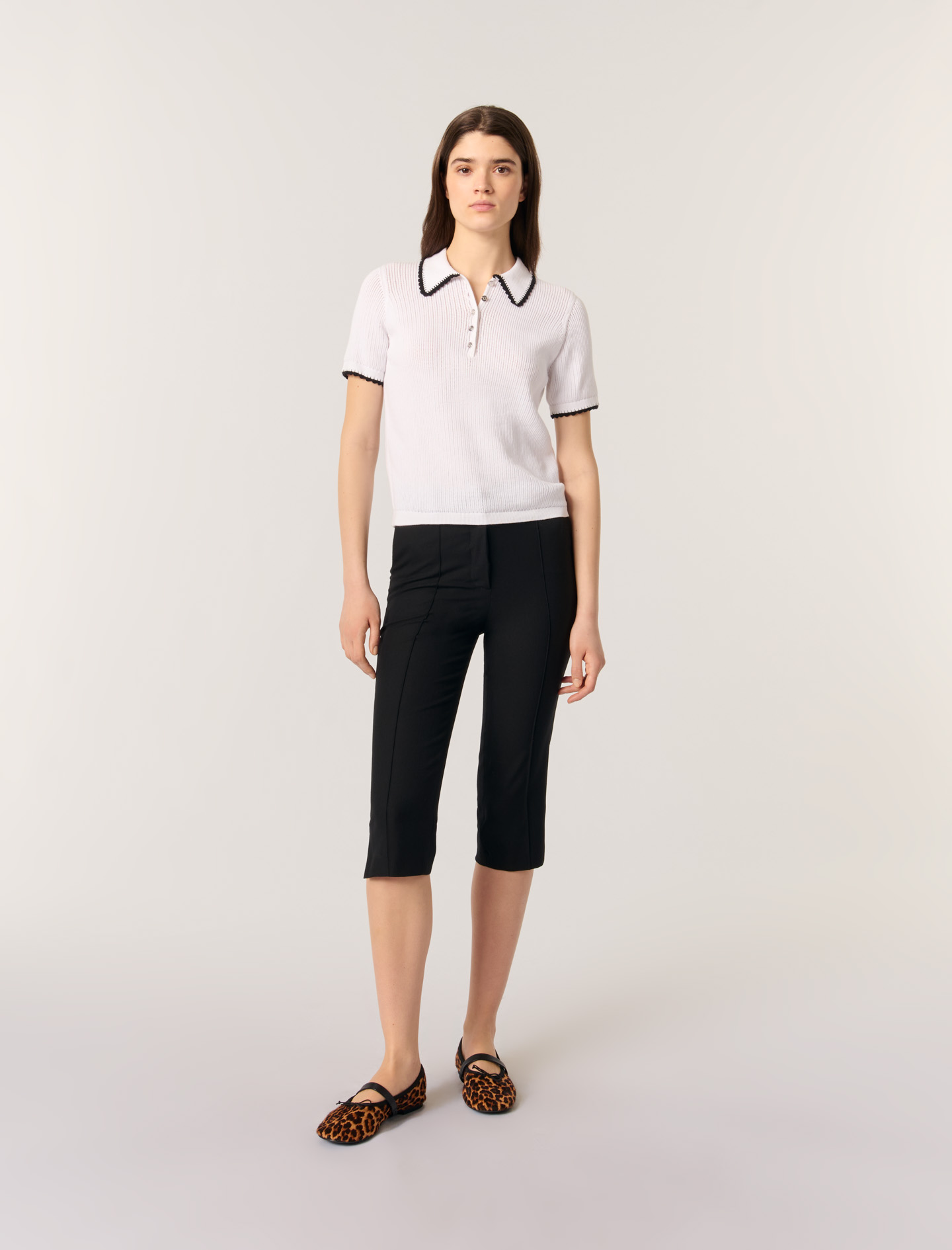 m様へ♥GWまで ※ブーケプルズ Pointelle knit crochet polo shirt Bicolor for Women | Maje