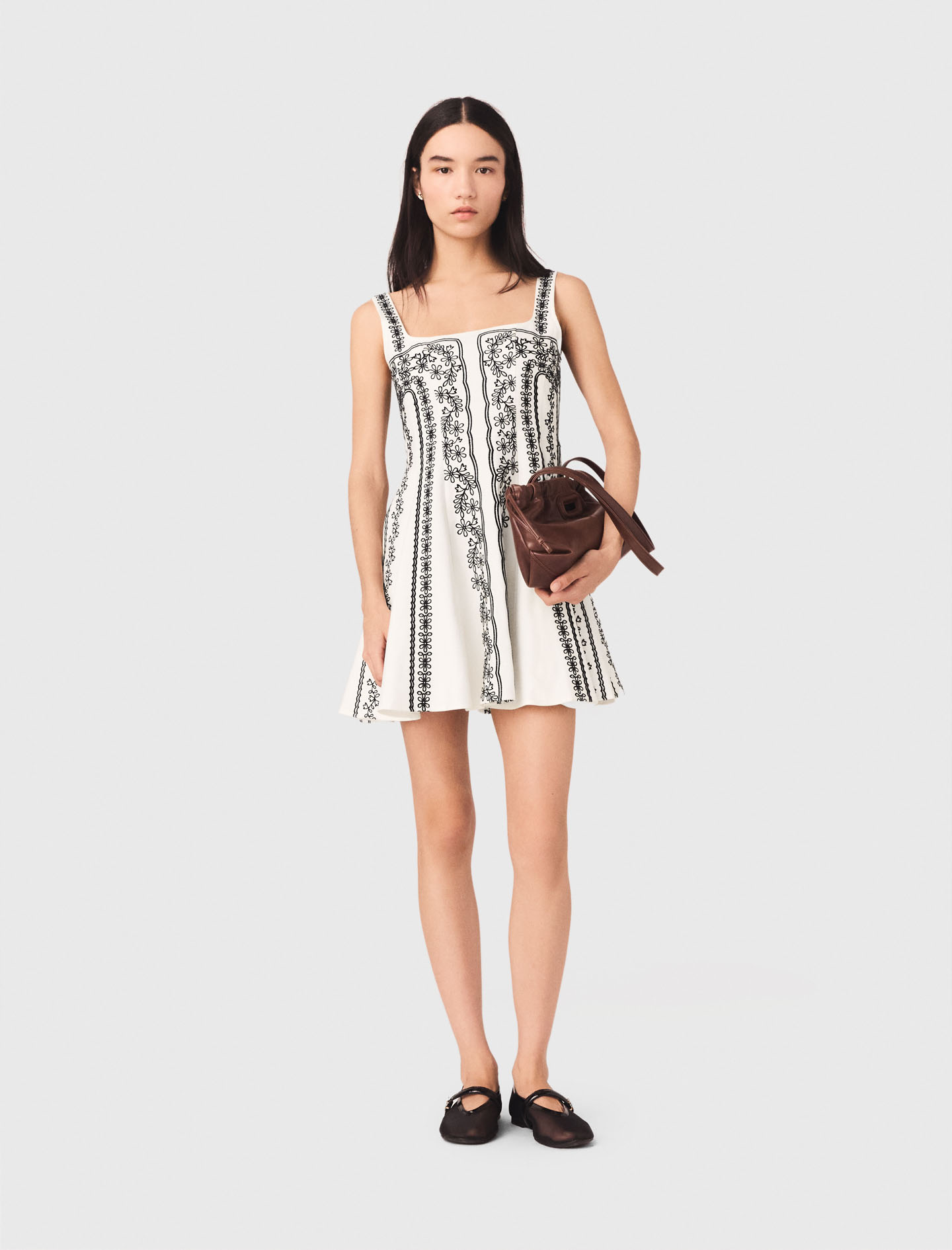 maje short embroidered dress Short embroidered dress