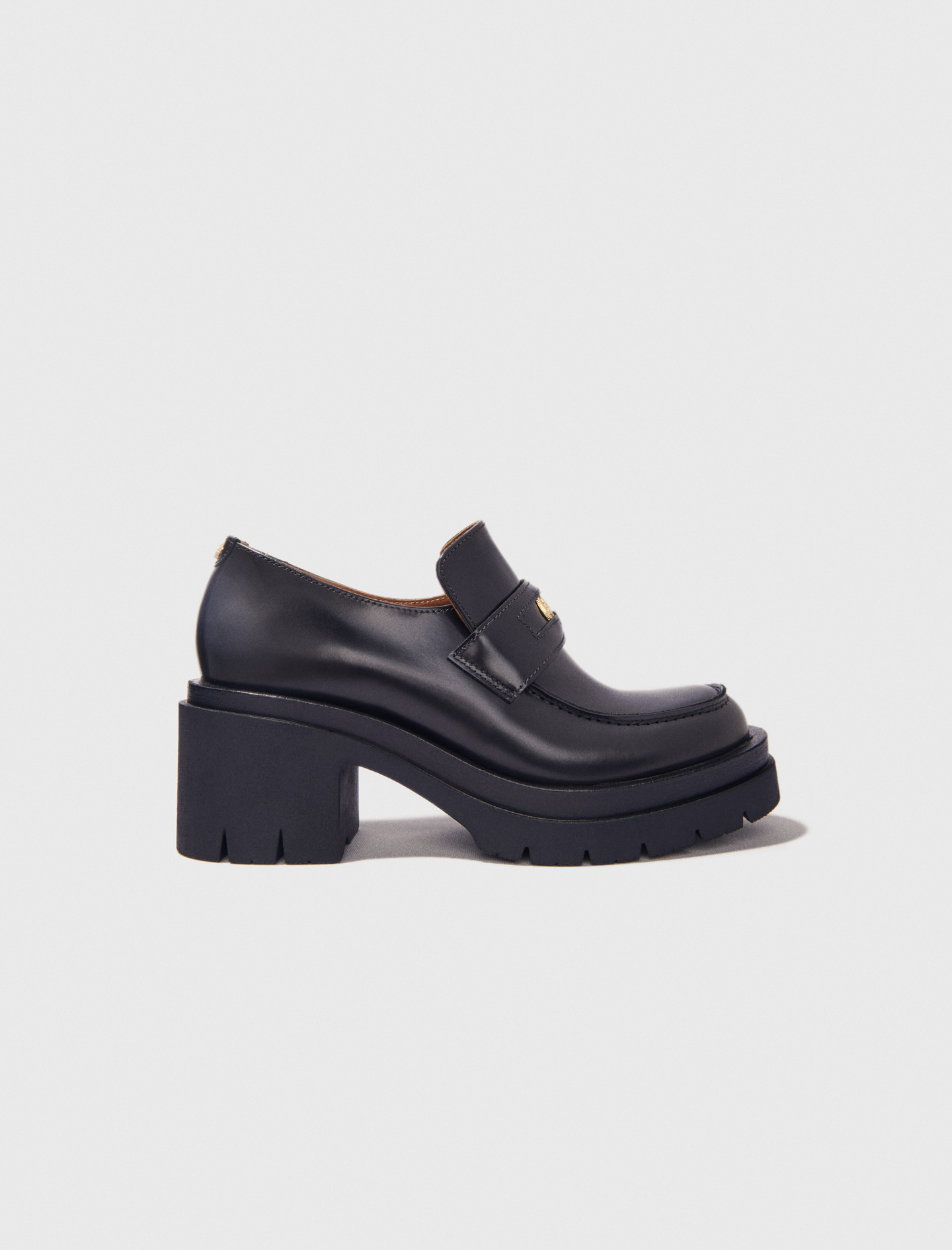 靴 Herlipto Medallion Heel Loafer Heeled loafers Black / Gray for Women | Maje
