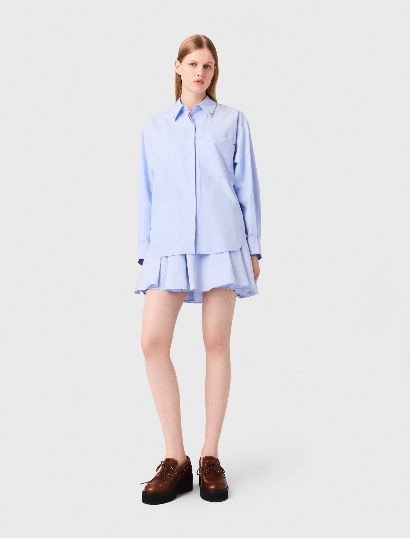 Long poplin shirt Blue for Women | Maje