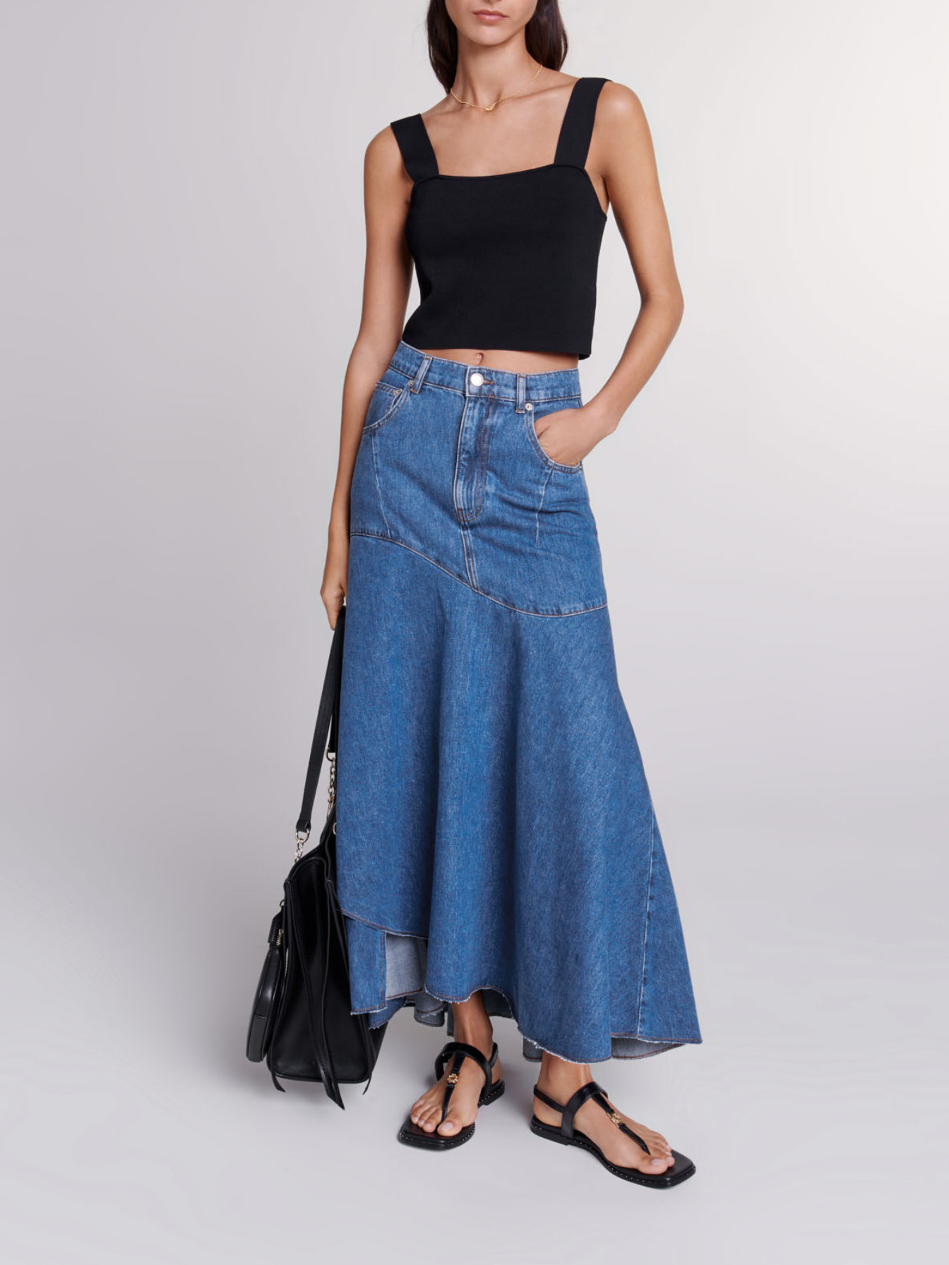 Asymmetrical denim skirt Blue for Women Maje
