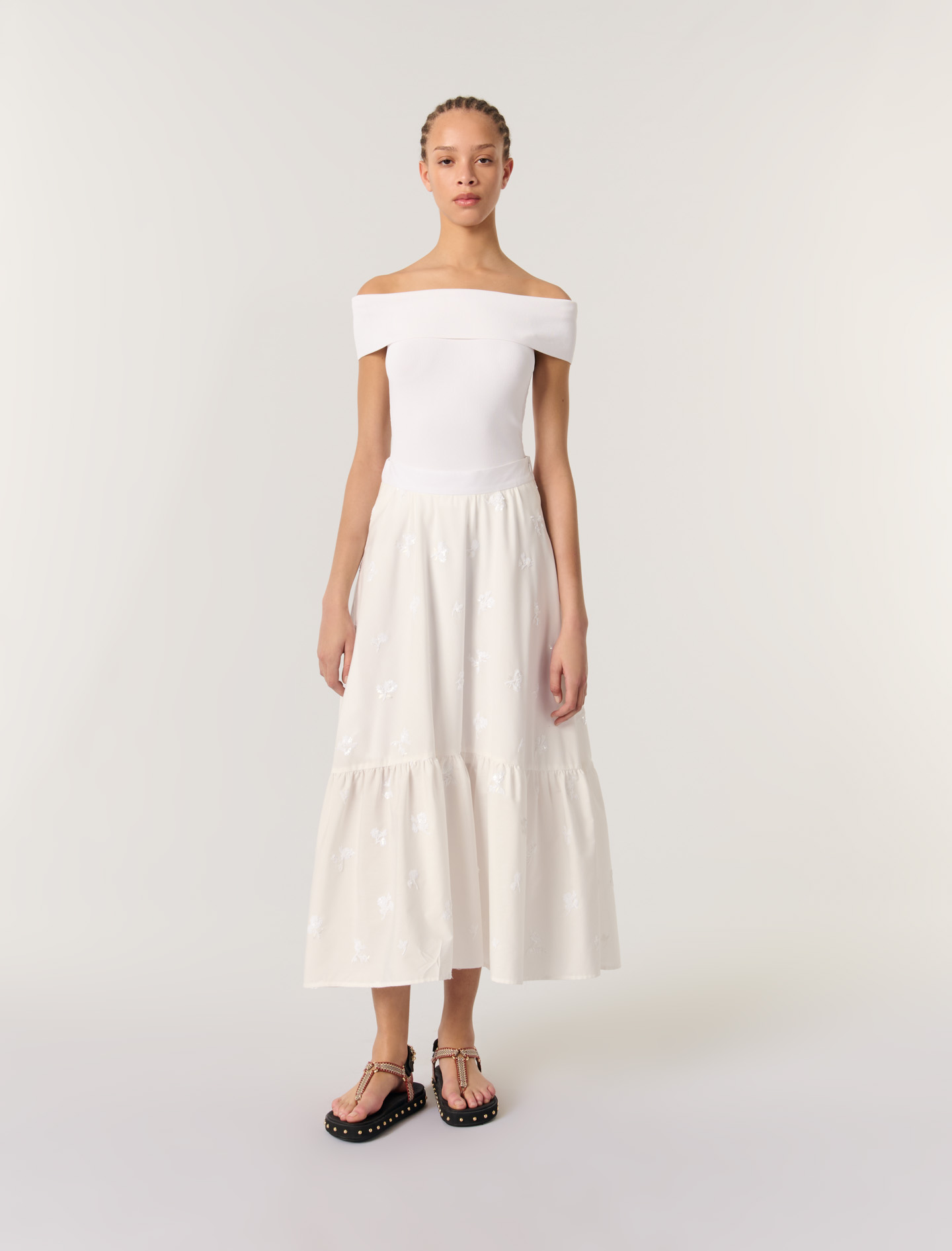 mayu 10冊 Long embroidered skirt White for Women | Maje