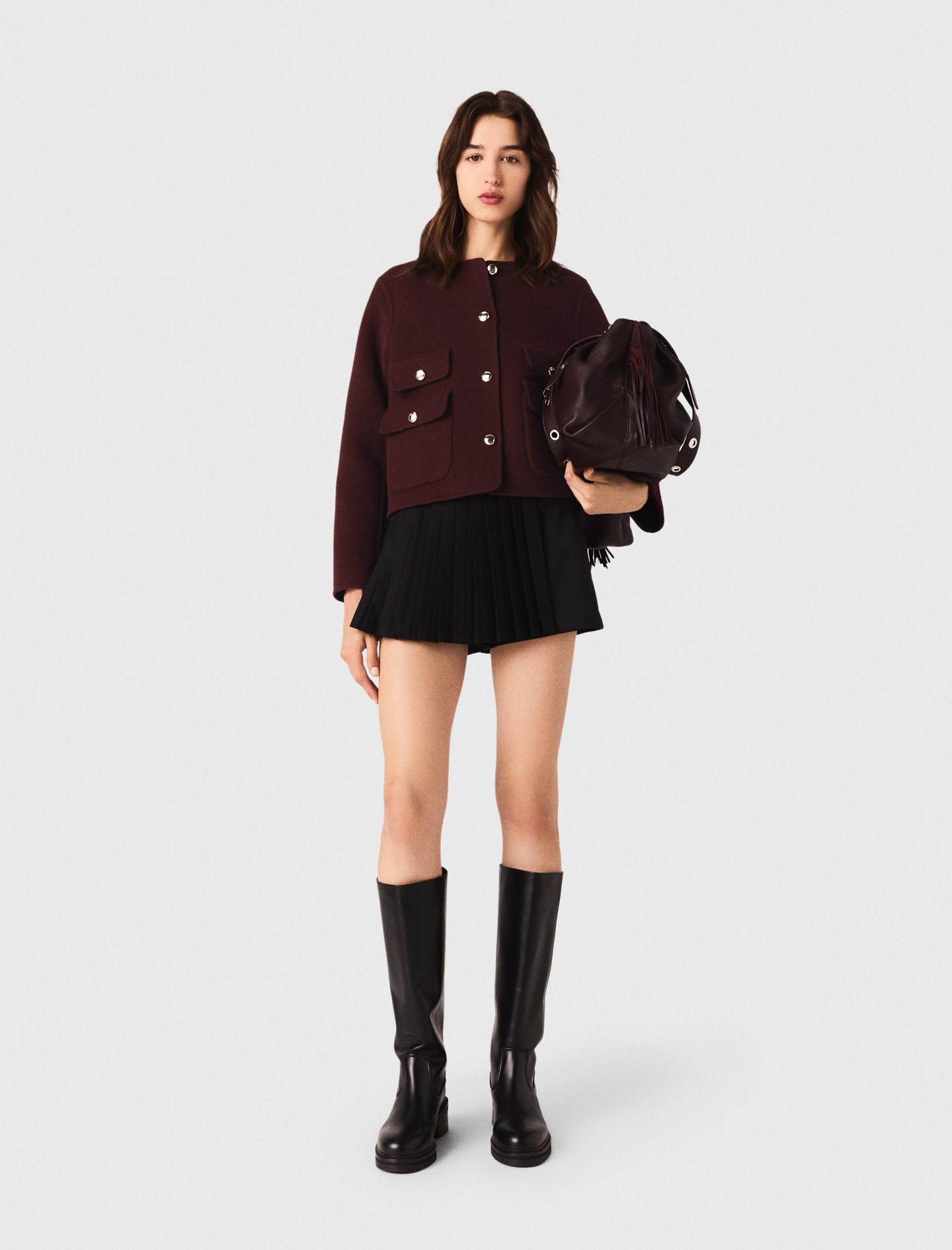 ショートパンツ Parosh Pleated Tailored Shorts With Folded Cuffs Maje_MFPSH00496-2517_F_1.jpg