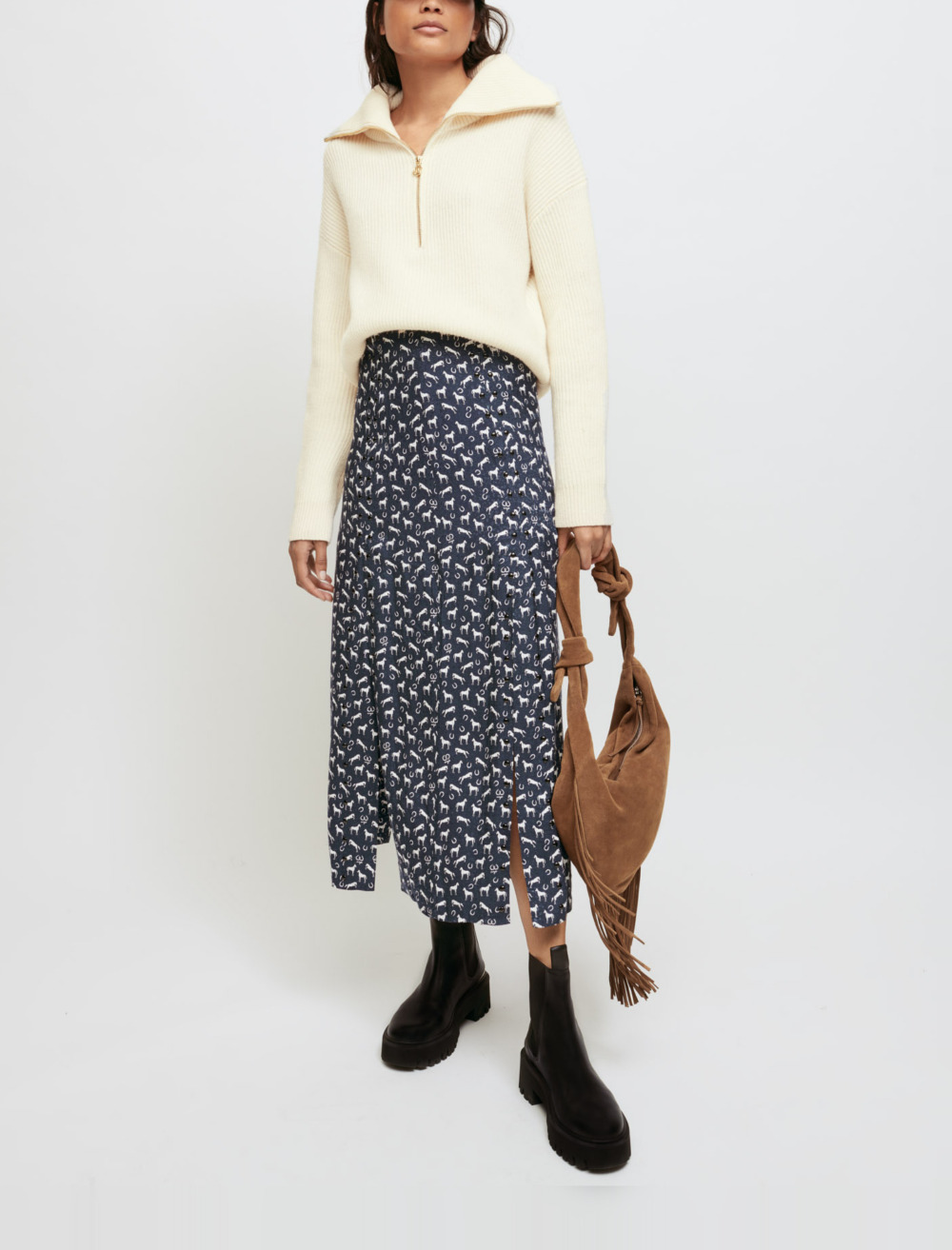 【ひまり】bluelea Jacquard skirt White 34 The Emmeline Prairie Skirt - Sail Blue | J. Marin
