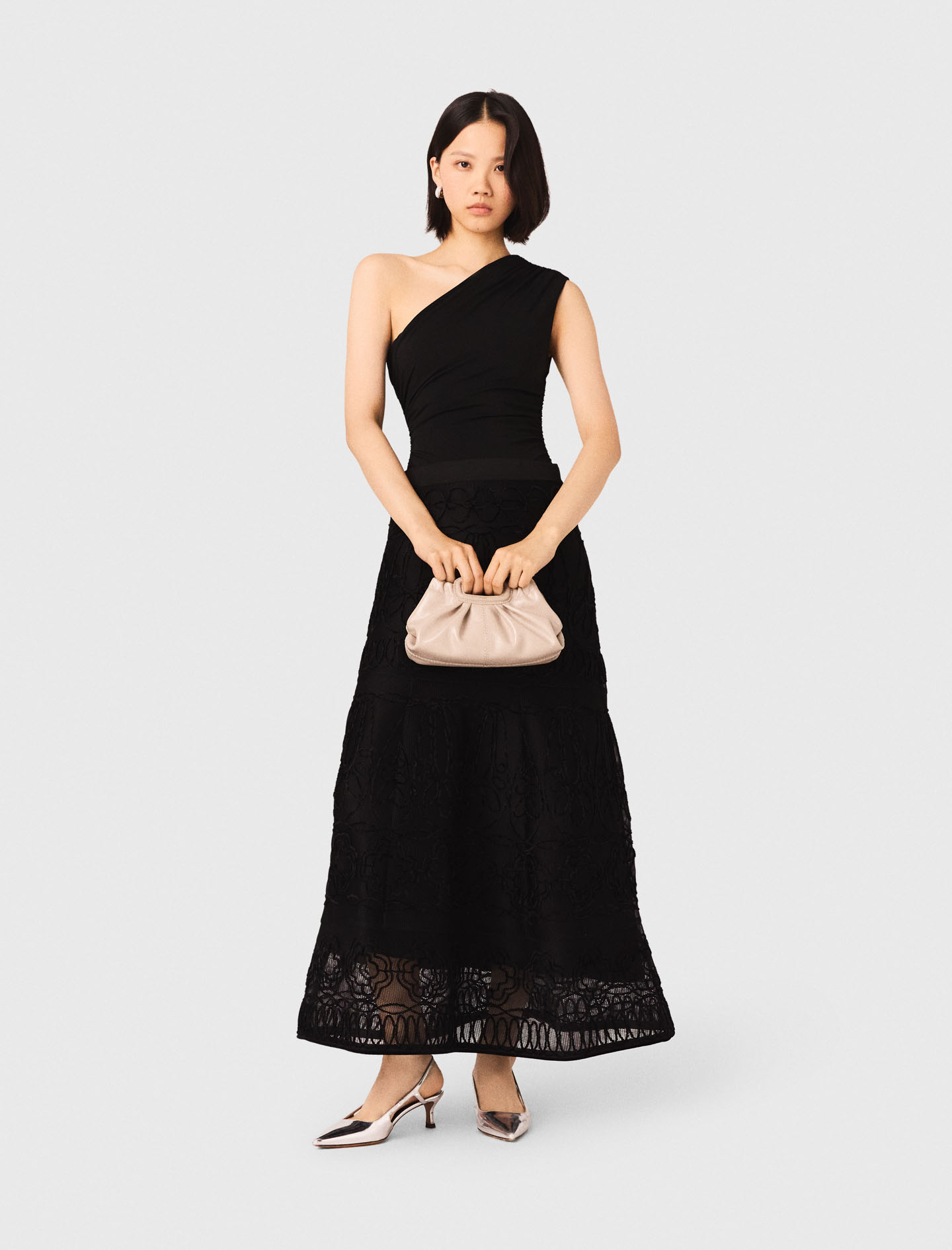 Asymmetric bodysuit Black / Gray for Women | Maje