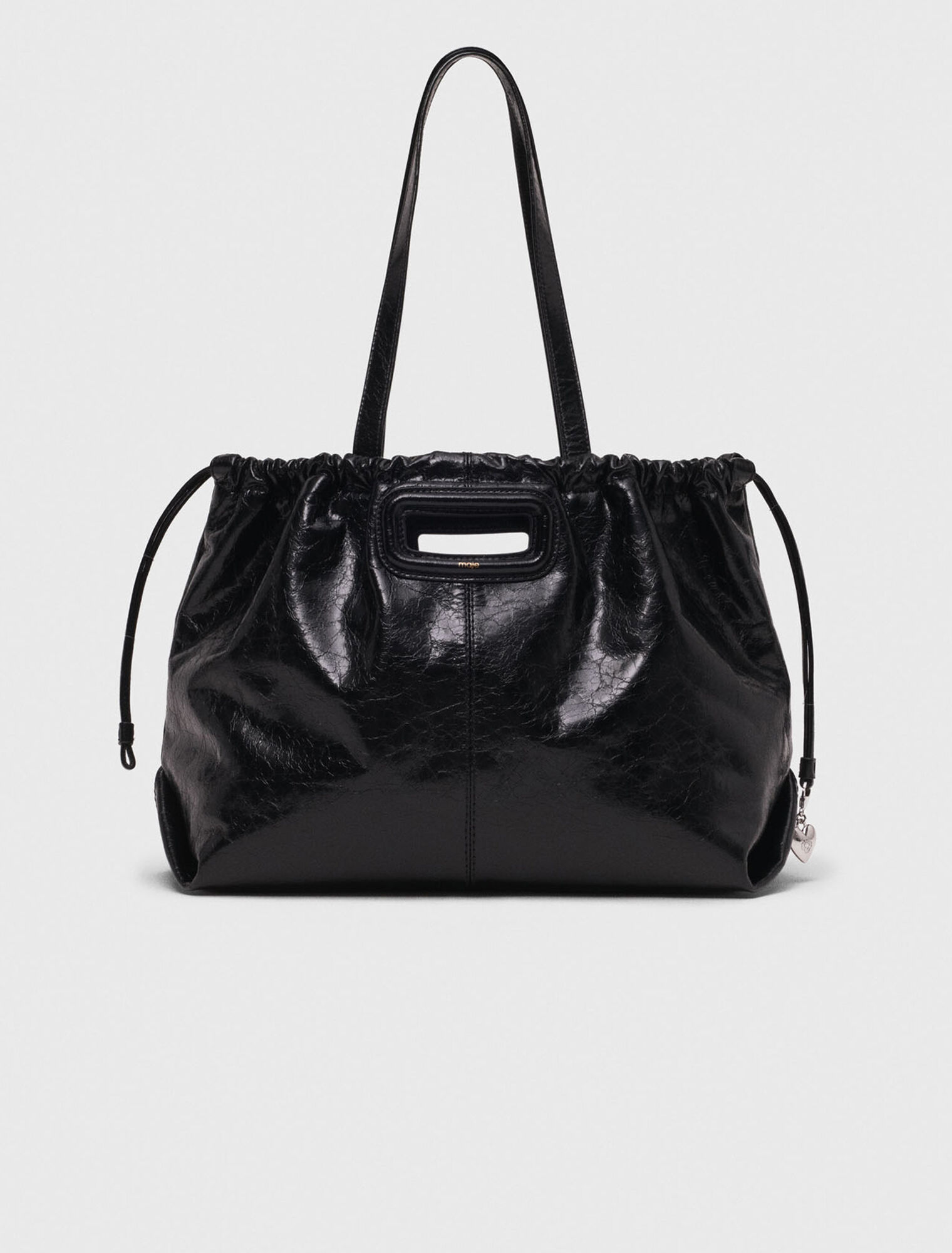 Crackled leather Milpli tote bag Black for Women | Maje