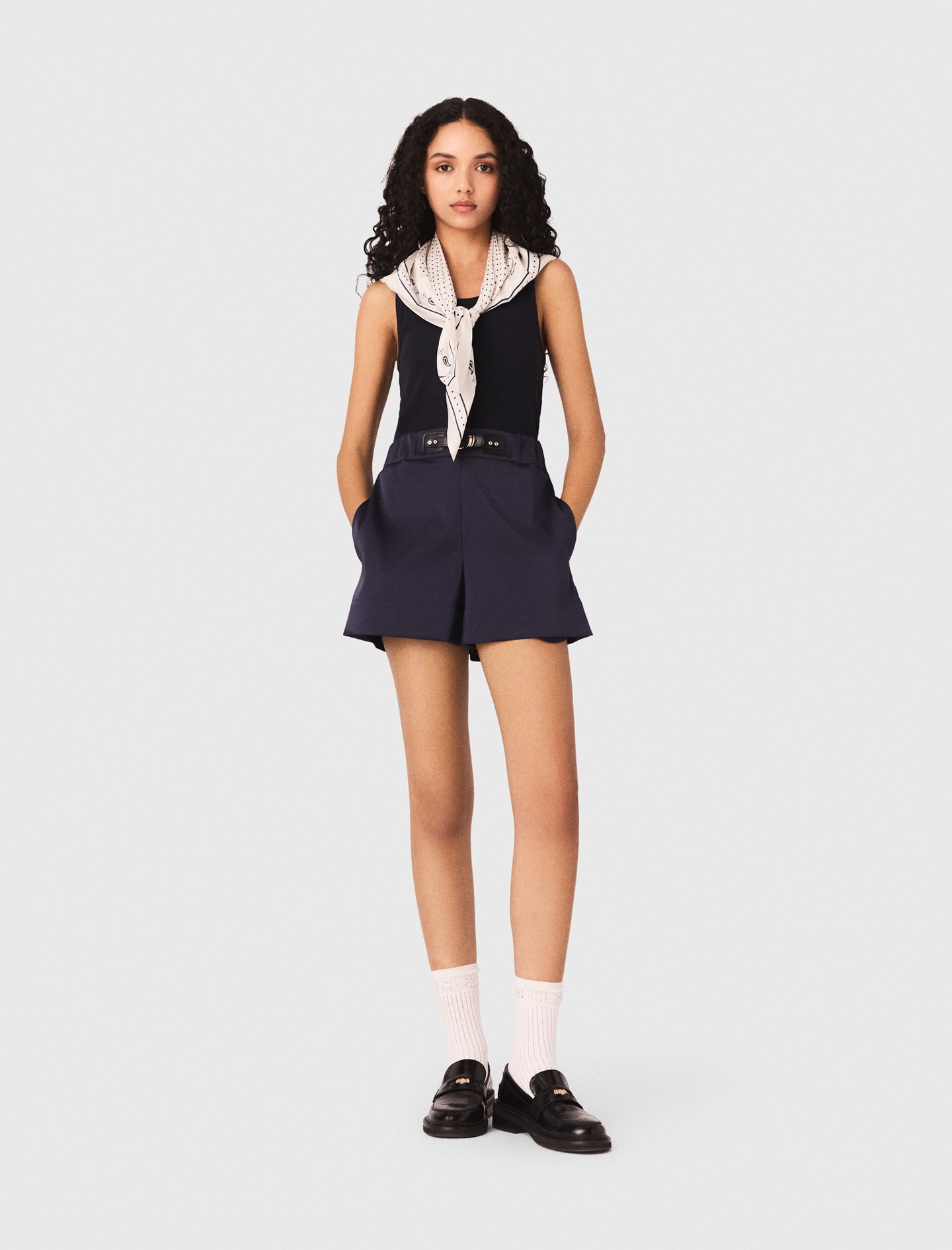 Satin-effect shorts Navy for Women | Maje