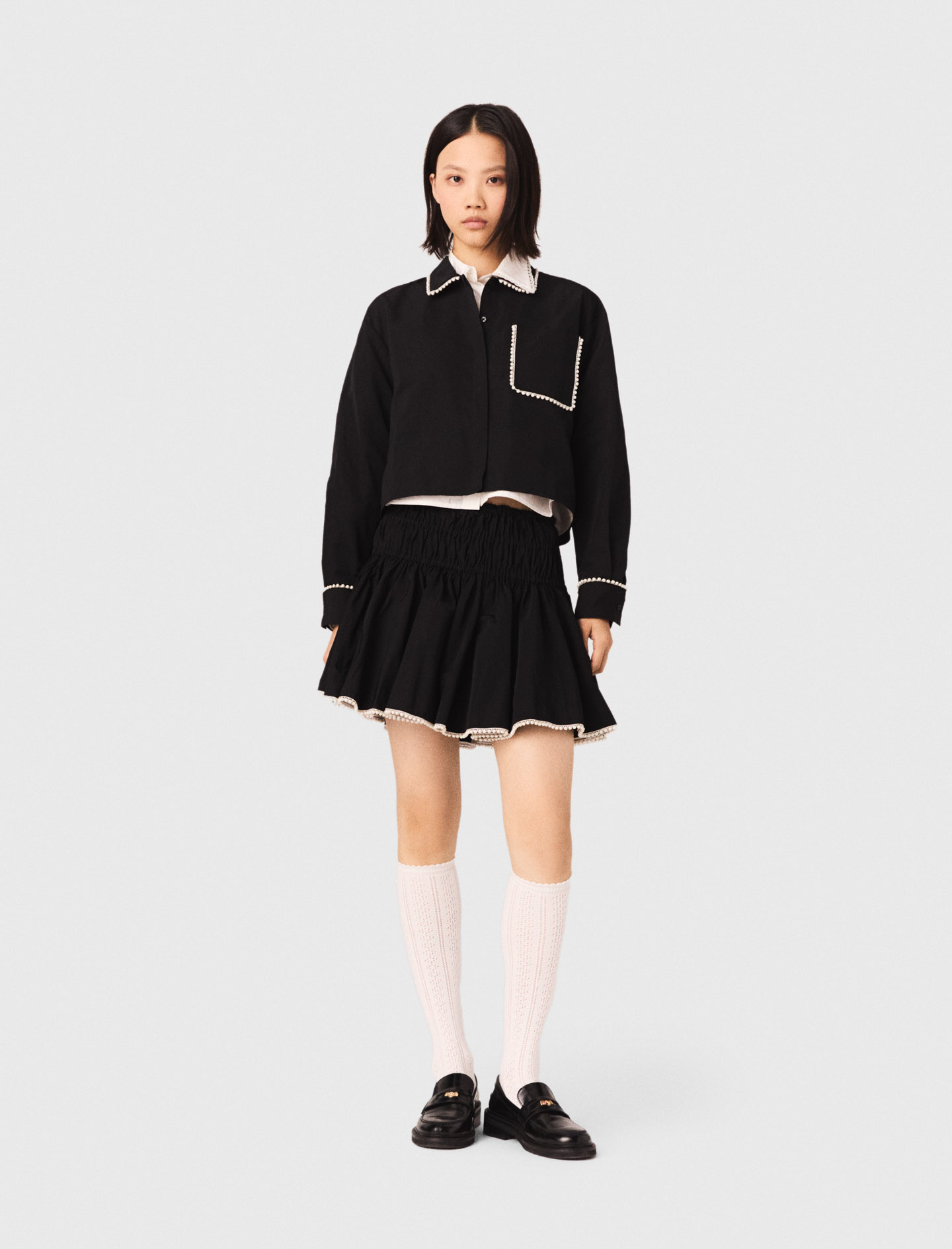 Beaded taffeta skirt Black for Women | Maje