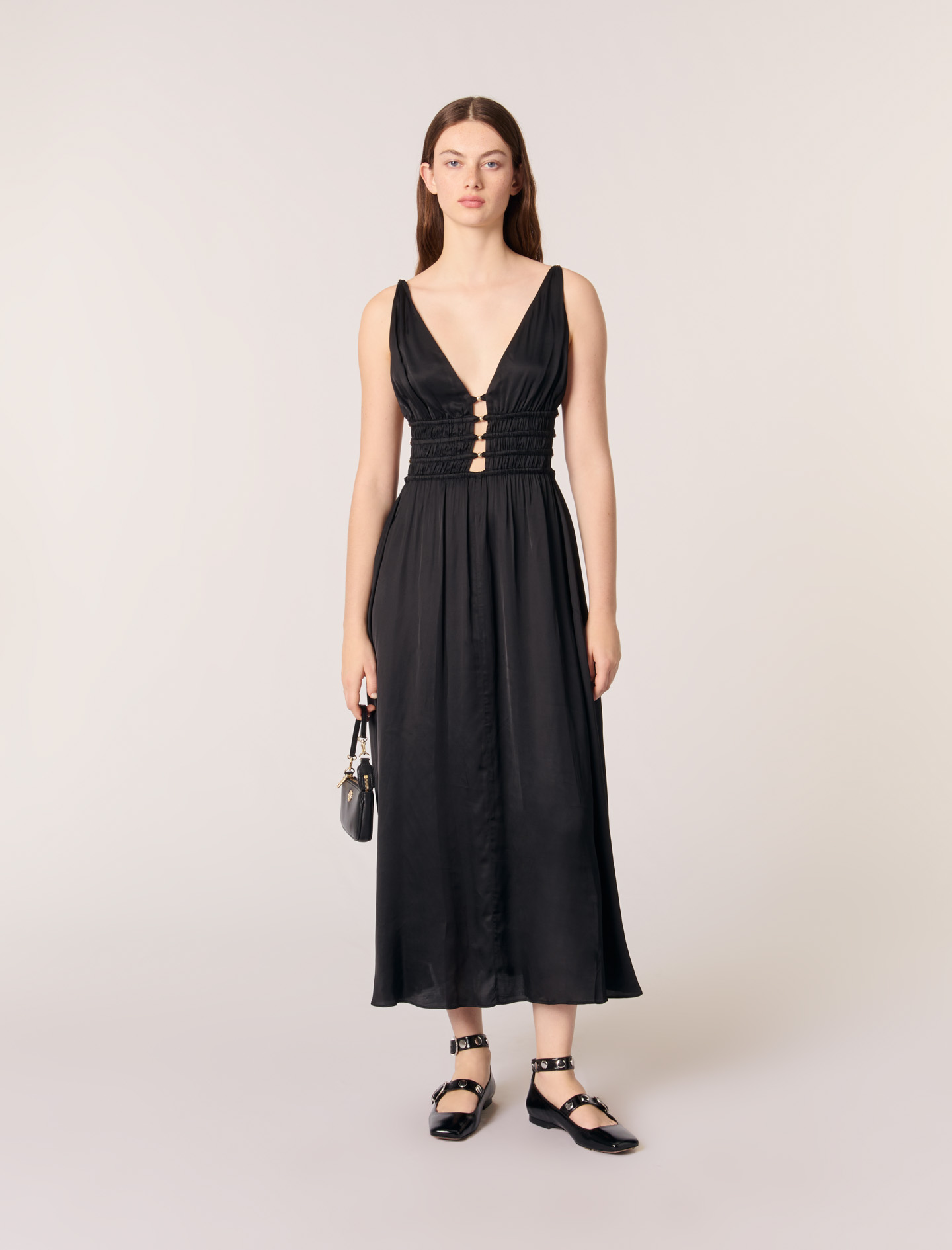 完売品　パメオポーズ　Youran Long Dress ブラック　M Maje_MFPRO03583-2517_F_1.jpg