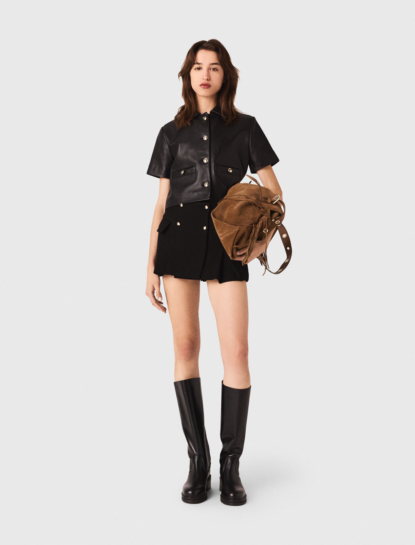 Tailored mini skirt Black / Gray for Women | Maje