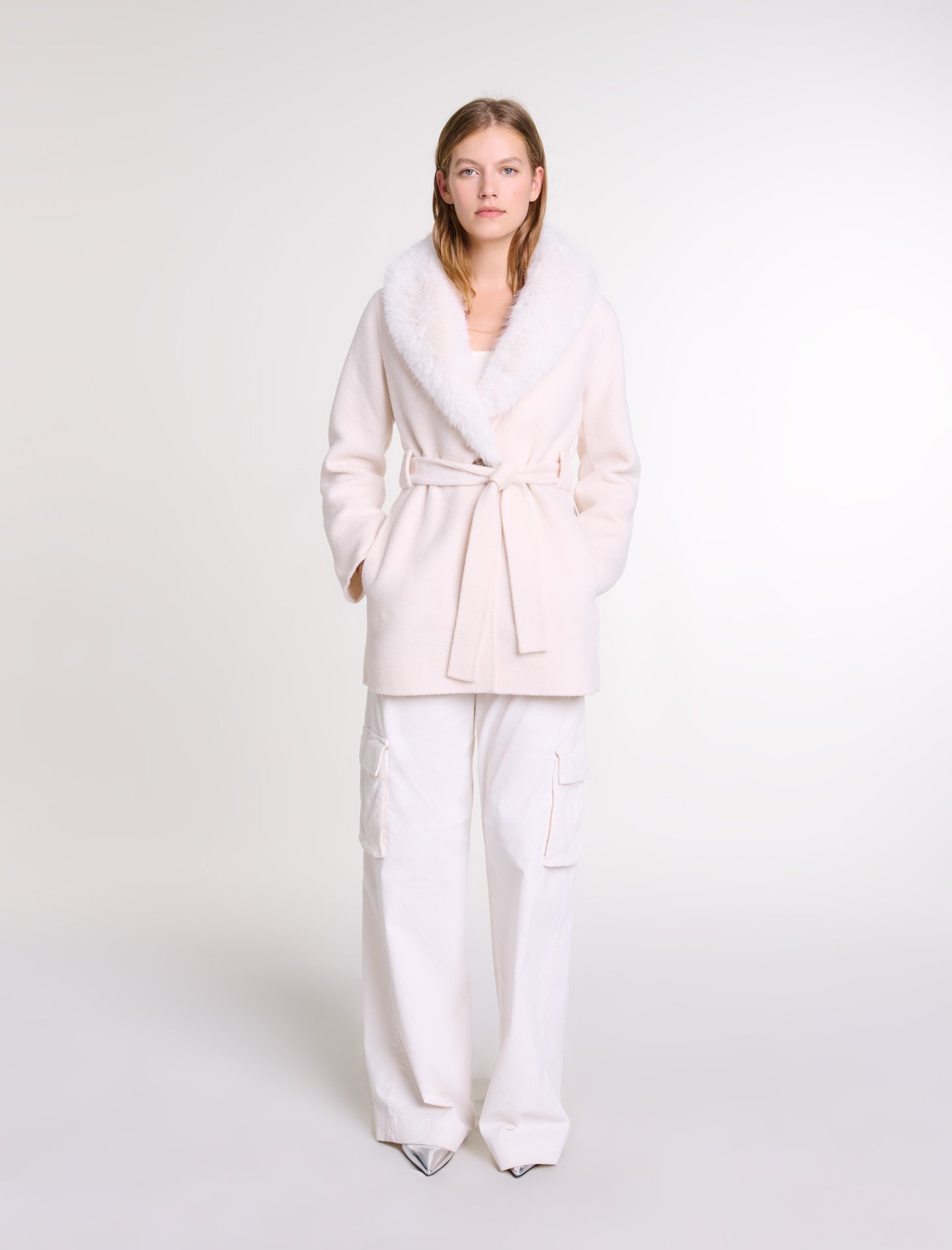 Belted short coat White for Women | Maje