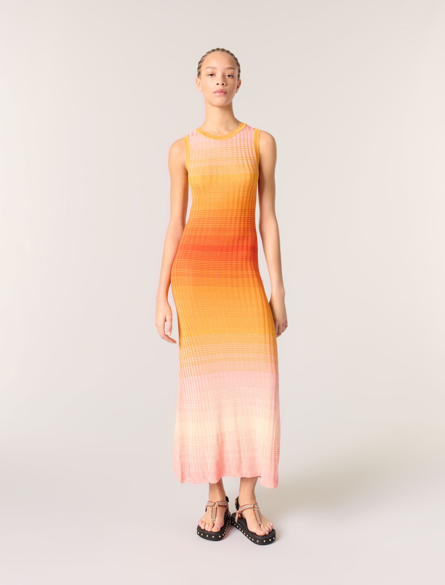 Tie-dye knit maxi dress Yellow Orange for Women Maje