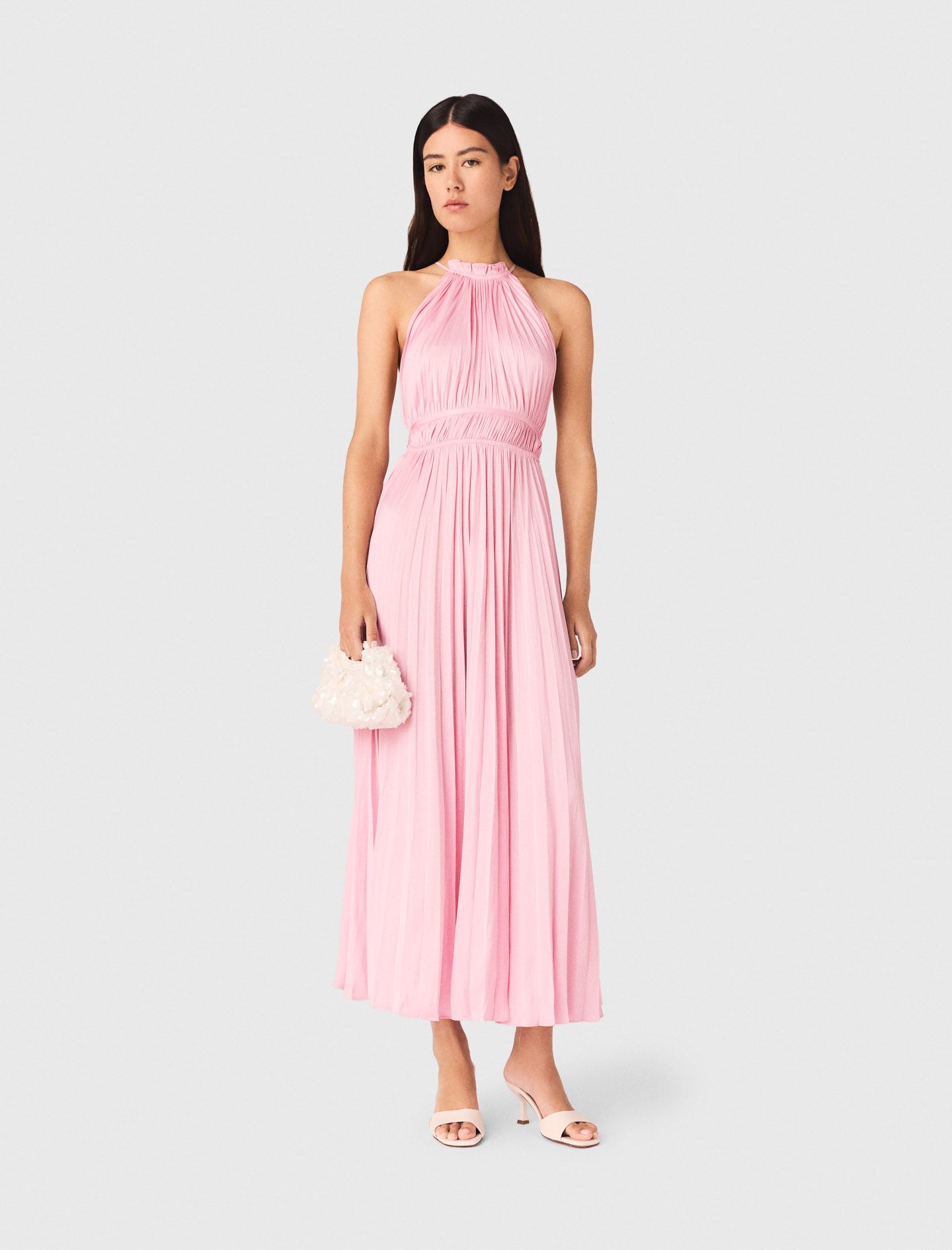 Pleated maxi dress Pink for Women | Maje