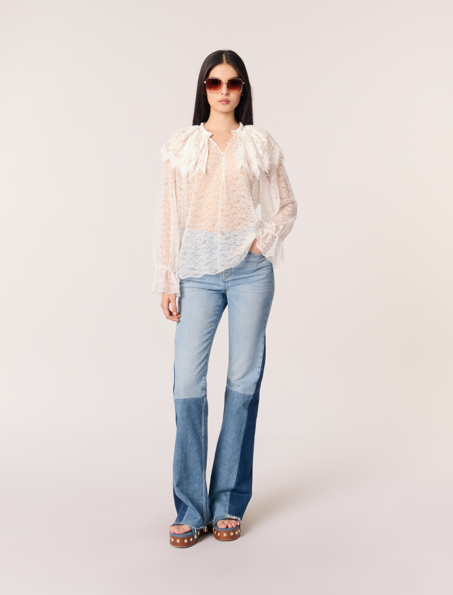 maje 2023 tops トップス Rhinestone striped shirt Bicolor For Women | Maje