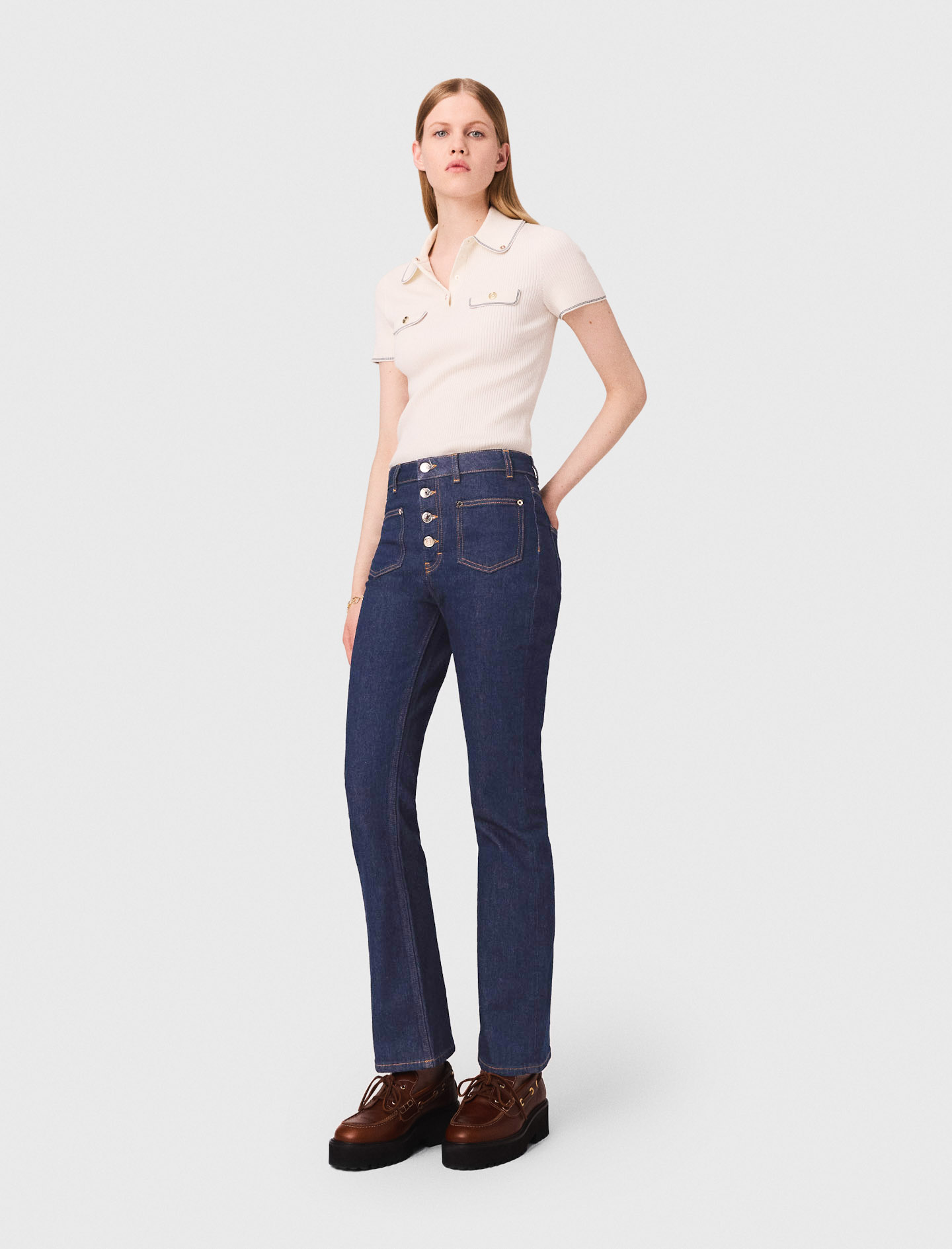 Denim jeans with pockets Blue for Women Maje