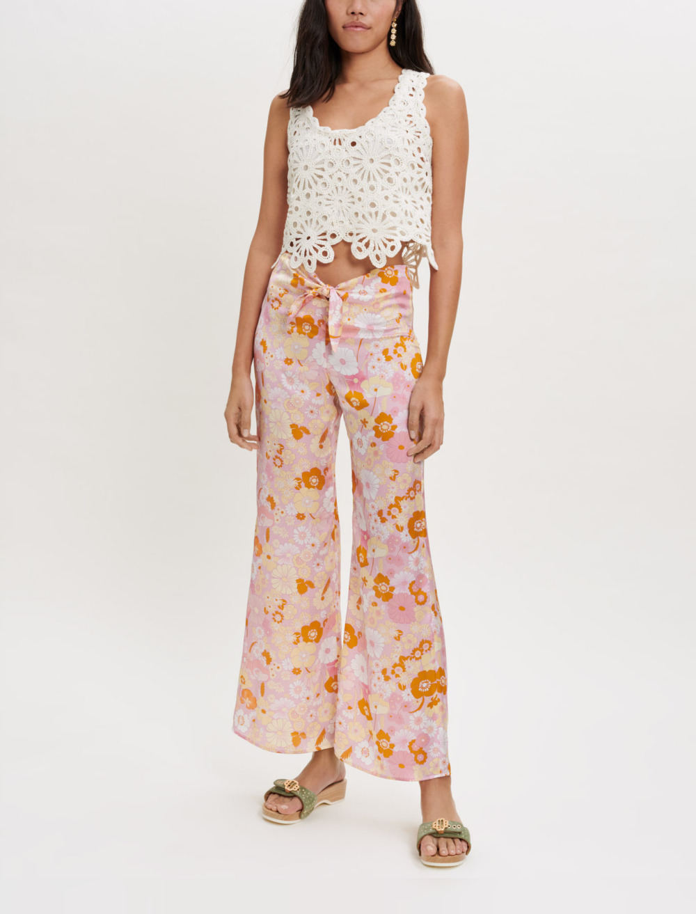 パンツ ELIN Floral turn-up pants Floral Linen Blend Pants – Ashley Stewart
