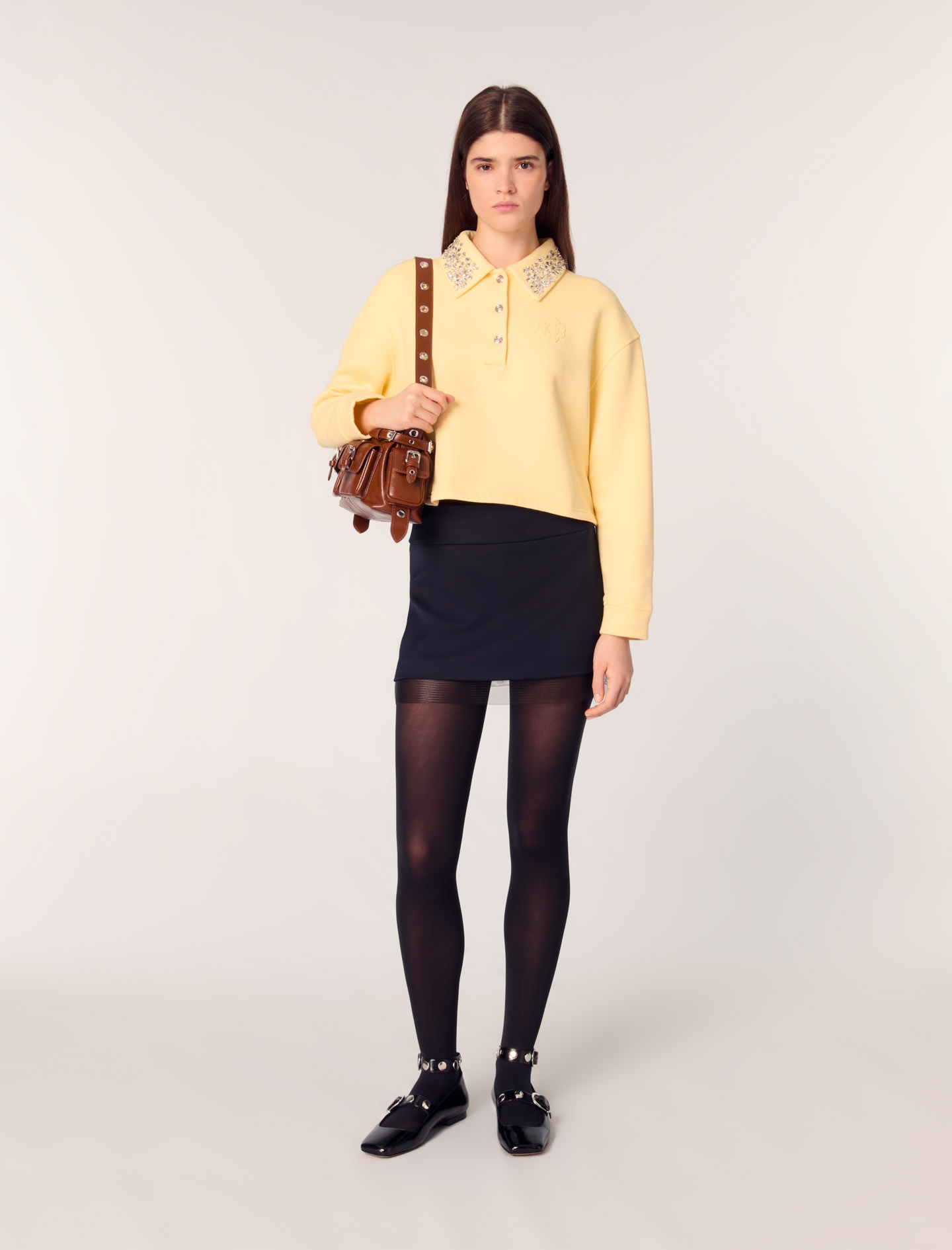 moussyBOW DESIGN KNIT TOP イエロー フリル長袖ニット セール】BOW DESIGN ニットトップス（ニット/セーター）｜MOUSSY